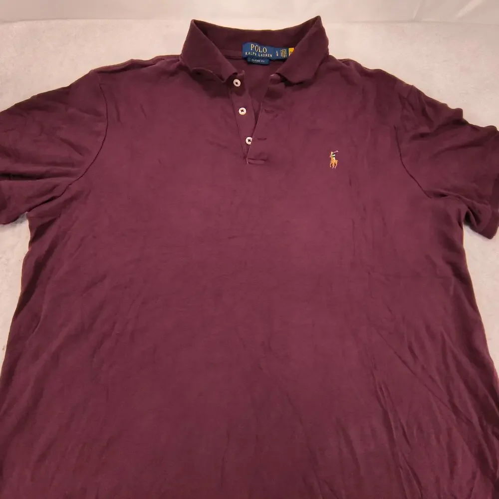 Polo Ralph Lauren Classic Fit Casual Collared Polo Shirt Men Size Large L Maroon